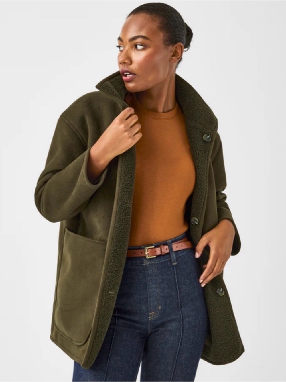 NWOT Spanx Reversible Suede Sherpa Jacket Sz XL